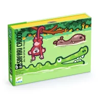 Djeco Krokodil safari kártyajáték doboza és a benne található színes kártyák