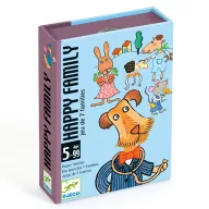 Djeco Happy Family Boldog család kártyajáték kék színű doboza vidám állatfigurákkal
