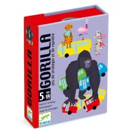 Djeco Gorilla kártyajáték lila színű, állatfigurás doboza