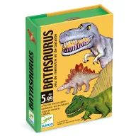 Djeco Batasaurus Dinók csatája kártyajáték sárga-zöld doboza rajzolt dinoszauruszokkal