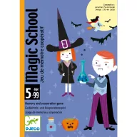 Djeco Magic School Varázsló iskola kooperatív kártyajáték doboza illusztrációkkal