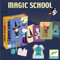 Djeco Magic School Varázsló iskola kooperatív kártyajáték doboza illusztrációkkal