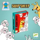 Djeco BirkaBuga Swip'Sheep kártyajáték doboza sárga kutyával, szürke farkassal és fehér bárányokkal