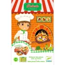 Djeco Robertó pizzázója szerepjáték dobozban, színes pizza feltétekkel
