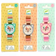 Djeco fás kismacska karórák háromféle színben csomagolásban