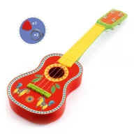 Djeco 4 húros kis gitár ukulélé gyermekeknek természetes fa kivitelben