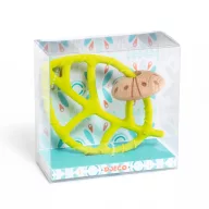 Djeco BabyGreeni Levélke fa és szilikon babarágóka természetes színekben