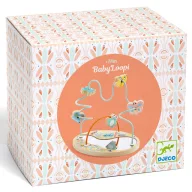 Djeco BabyLoopi bébi golyóvezető tükrös kialakítással, fából készült fejlesztő játék kisgyermekeknek