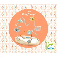 Djeco BabyLoopi bébi golyóvezető tükrös kialakítással, fából készült fejlesztő játék kisgyermekeknek