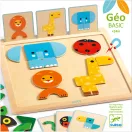 Djeco GeoBasic fa formaformázó képkirakó színes geometriai elemekkel