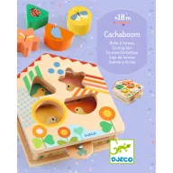 Djeco Cachaboom állati bújócska formaillesztő játék fa elemekkel