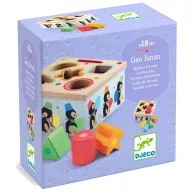 Djeco Geo Pingy fa formabedobó pingvin figura színes geometriai formákkal