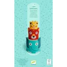 Djeco SoftiTotem filc-tornyozó állat-trió játék türkizkék díszdobozban