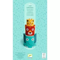 Djeco SoftiTotem filc-tornyozó állat-trió játék türkizkék díszdobozban