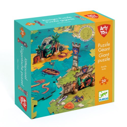 Djeco Arty Toys Óriás puzzle - Kalóz és lovag birodalom, 30 db-os - Giant puzzle-Battle