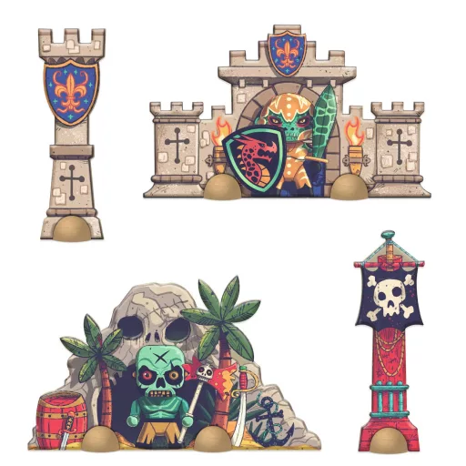 Djeco Arty Toys Óriás puzzle - Kalóz és lovag birodalom, 30 db-os - Giant puzzle-Battle