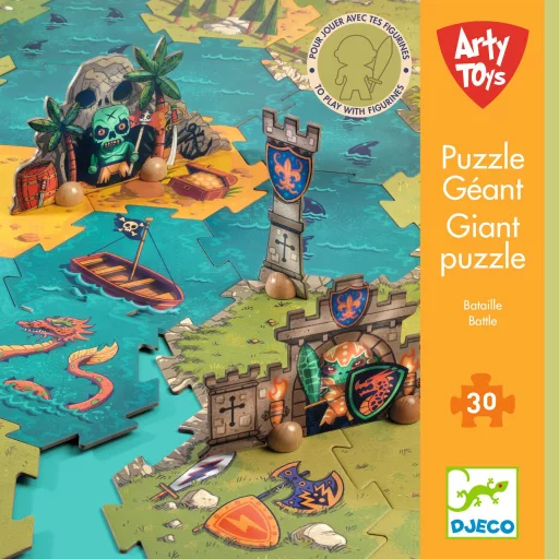 Djeco Arty Toys Óriás puzzle - Kalóz és lovag birodalom, 30 db-os - Giant puzzle-Battle