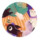Közeli kép a Djeco Pio a kis varázsló óriás puzzle vastag, illusztrált karton elemeiről