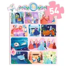 Djeco Hamupipőke 54 darabos mese puzzle rózsaszín doboza a történet jeleneteivel