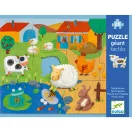 Djeco tanyasi állatsimogató óriás puzzle kirakott képe a beilleszthető, texturált állatkákkal