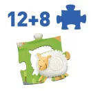 Djeco tanyasi állatsimogató óriás puzzle 12+8 darabos szenzoros kirakó kék dobozban
