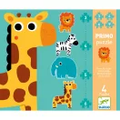 Djeco Primo puzzle szavannás állatokkal, 3-4-5-6 darabos kivitelben