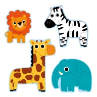 Djeco Primo szavannás első puzzle doboza zsiráf és vadállatok mintájával