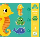 Djeco Primo puzzle A tengerben 4-6-9 darabos készlet tengeri állatos grafikával
