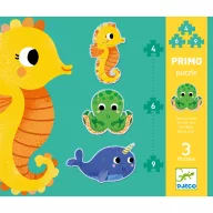 Djeco Primo puzzle A tengerben 4-6-9 darabos készlet tengeri állatos grafikával