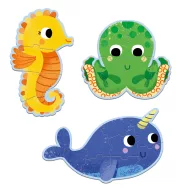 Djeco Primo puzzle A tengerben 4-6-9 darabos készlet tengeri állatos grafikával