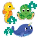 Djeco Primo puzzle A tengerben 4-6-9 darabos készlet tengeri állatos grafikával