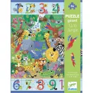 Djeco Dzsungelben 1-10-ig megfigyelő és számoló óriás puzzle dobozának elölnézete