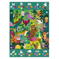 Djeco erdőben megfigyelő puzzle 54 darabos doboza színes illusztrációval