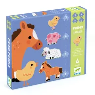 Djeco Primo puzzle A farmon 3-4-5-6 darabos készlet állatos illusztrációkkal