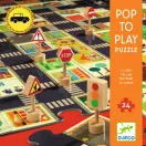 Djeco A város óriás puzzle doboza fa jelzőtáblákkal és 24 darabos kirakóval