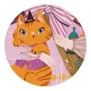 Közeli kép a Djeco óriás puzzle cica és boszorkány részletéről