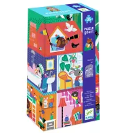 Djeco A Kisbarátok Háza 36 darabos óriás puzzle álló formátumú, illusztrált doboza
