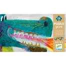 Djeco Leon a sárkány óriás padló puzzle csomagolásának elölnézete a sárkányfej illusztrációjával
