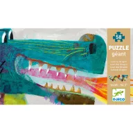 Djeco Leon a sárkány 58 darabos óriás puzzle doboza tűzköpő zöld sárkányfej ábrázolással