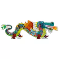 Djeco Leon a sárkány 58 darabos óriás puzzle doboza tűzköpő zöld sárkányfej ábrázolással