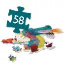 Djeco Leon a sárkány 58 darabos óriás puzzle doboza tűzköpő zöld sárkányfej ábrázolással