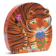 Djeco A tigris sétája 24 darabos formadobozos puzzle tigris alakú díszdoboza