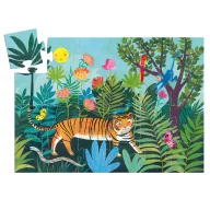 Djeco A tigris sétája 24 darabos formadobozos puzzle tigris alakú díszdoboza