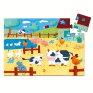Djeco Bocik és tehenek 24 darabos puzzle tehén formájú díszdobozban