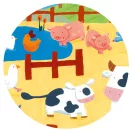 Djeco Bocik és tehenek 24 darabos formadobozos puzzle tehén alakú dobozzal