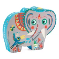 Djeco Elefánt és barátai 24 darabos formadobozos puzzle elefánt alakú tárolóval