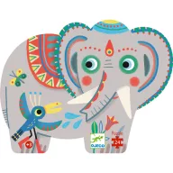   Djeco Formadobozos puzzle - Elefánt és barátai, 24 db-os - Haathee, Asian elephant