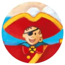 Djeco Kalózok kincse 36 darabos formadobozos puzzle kalóz alakú doboza
