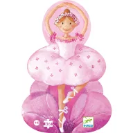 Djeco Balerina virággal 36 darabos formadobozos puzzle rózsaszín tütüs balerinát ábrázoló díszdobozban