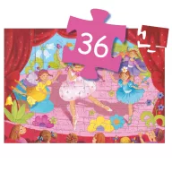 Djeco Balerina virággal 36 darabos formadobozos puzzle rózsaszín tütüs balerinát ábrázoló díszdobozban